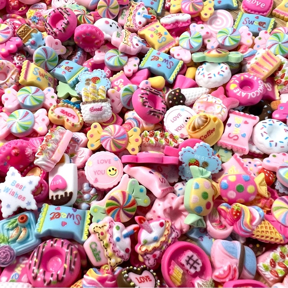 50g Kawaii Decoden Charms Mix – Flat Back Resin Cabochons for Crafts
